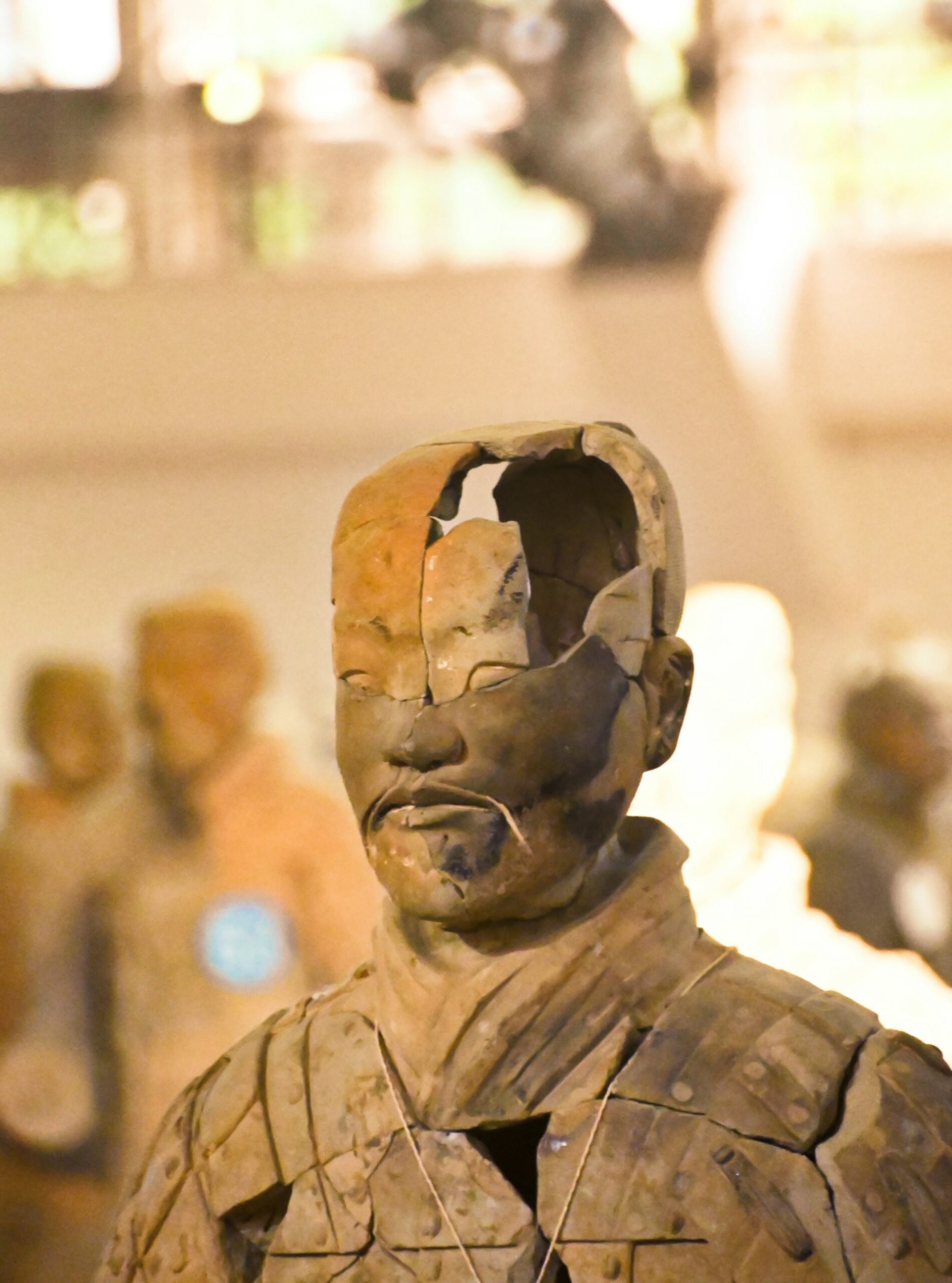 Figures and glass cases in Pit 2 of the Terracotta Army